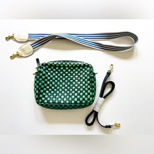 Clare V. Green & Black Woven Check Midi Sac